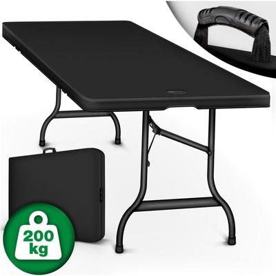 tillvex Gartentisch 180x75cm Schwarz klappbar Kunststoff Buffettisch mit Tragegriff Klapptisch für Image
