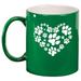 Heart Paw Prints Ceramic Coffee Mug Tea Cup Gift for Her Sister Wife Best Friend Birthday Cute Graduation Pet Parent Animal Lover Dog Print Cat Print National Pet Day (11oz Green)