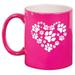 Heart Paw Prints Ceramic Coffee Mug Tea Cup Gift for Her Sister Wife Best Friend Birthday Cute Graduation Pet Parent Animal Lover Dog Print Cat Print National Pet Day (11oz Hot Pink)