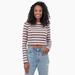 Dickies Women's Striped Long Sleeve Cropped T-Shirt - Green Fox Baby Stripe Size XS (FLR51)