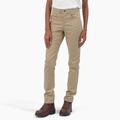 Dickies Women's High Rise Skinny Twill Pants - Rinsed Desert Sand Size 32 (FP516)