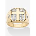 Men's Big & Tall Men'S Yellow Gold-Plated Round Genuine Diamond Cross Ring (1/5 Cttw) by PalmBeach Jewelry in Gold (Size 16)