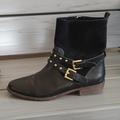 Coach Shoes | Coach Lilliana Black Leather Booties 6.5 | Color: Black/Gold | Size: 6.5