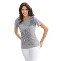 Kurzarmshirt INSPIRATIONEN "Shirt" Gr. 40, grau (hellgrau, steingrau, bedruckt) Damen Shirts Jersey