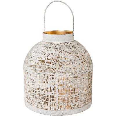 Windlicht CREATIV DECO "Weihnachtsdeko", beige (creme), H:25,00cm Ø:12,00cm, Metall, Kerzenhalter, mit mattem Finish Image