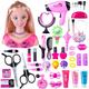 DENKA Makeup Hairdressing Doll Styling Head Toy for Kids, 44PCS Princess Doll Makeup Pretend Playset, with Cosmetics and Accessories, 2022