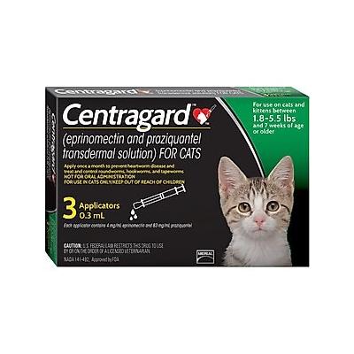 Centragard Topical Solution for Cats, 1.8-5.5 lbs, (Green Box), 3 Doses (3-mos. supply)