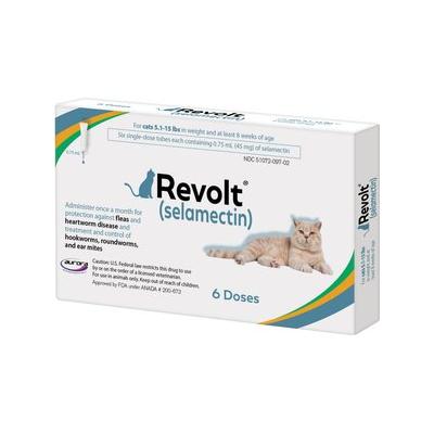 Revolt Topical Solution for Cats, 5.1-15 lbs, (Blue Box), 6 Doses (6-mos. supply)