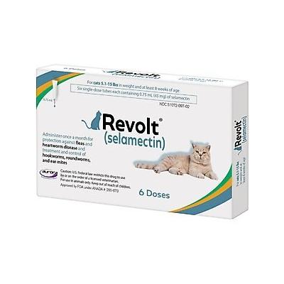 Revolt Topical Solution for Cats, 5.1-15 lbs, (Blue Box), 6 Doses (6-mos. supply)