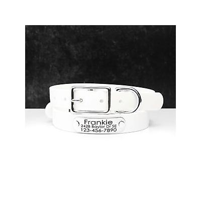 "Mimi Green Waterproof with Riveted Name Plate Dog Collar, Blanca, Large 1"""