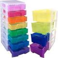 Rainbow Coloured Plastic Modular Drawer Tower Storage Units Perfect for Schools, Nursery, Offices Storage Solution (8 x 9.5 Litre)