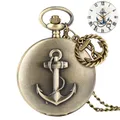 Montre de Poche Injecteur de Bateau Cadran Chiffre Romain en Bronze Horloge Pendentif avec