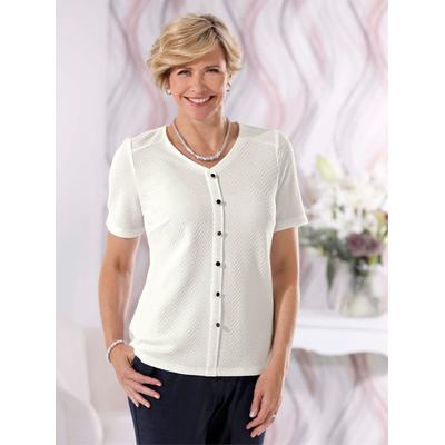 V-Shirt CLASSIC "Shirt", Damen, Gr. 40, weiß, 98% Polyester, 2% Elasthan, unifarben, V-Ausschnitt, Kurzarm, Shirts Image