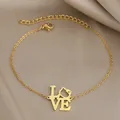 Bracelets en Acier Inoxydable avec Pendentif Silhouette de Chat Lettres d'Amour Breloques Bijoux