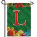 America Forever Monogram Christmas Garden Flag Letter L 12.5 x 18 inch Double Sided Merry Christmas Gifts Presents Ornament Ball Winter Farmhouse Red & Green Holiday Yard Outdoor Decoration