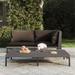 vidaXL Patio Sofa with Cushions Half Round Poly Rattan