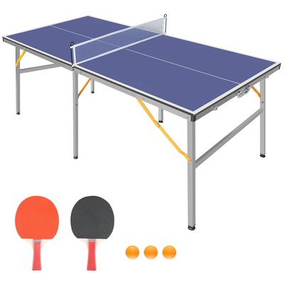 Mid-Size Table Tennis Table W/ Net & 2 Table Tennis Paddles & 3 Balls
