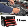 Tool Cabinet with 4 Tools Set Lockable Tool Boxes Tool Chest 3-Drawer Tool Cart Black