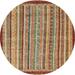 Ahgly Company Machine Washable Indoor Round Abstract Fall Leaf Brown Green Area Rugs 8 Round