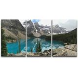 wall26 Canvas Wall Art Print Set Bright Blue Lake Reflection of Mountains Nature Wilderness Photography Realism Rustic Colorful Multicolor Ultra for Living Room Bedroom Office - 24 x36 x3