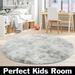 Ultra Soft Round Area Rug for Bedroom Fluffy Plush Circle Rug for Kids Rooms Living Room Playroom Dorm Gray