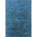 Ahgly Company Indoor Rectangle Mid-Century Modern Blue Ivy Blue Oriental Area Rugs 3 x 5