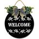 Eveokoki 12 Welcome Sign Front Door Welcome Wreaths Wood Sign for Farmhouse Porch Decor Rustic Wooden Wall Sign Hangers Door Decorations Outdoor Hanging Craft (Round Welcome Sign)