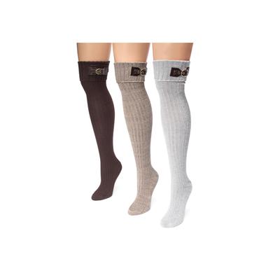 Plus Size Women's Cuff Over The Knee Slippers Socks by MUK LUKS in Neutral (Size ONE)