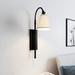 Latitude Run® Kadison Metal Swing Arm Wall Sconce Metal/Fabric in Black | 24.5 H x 6.75 W x 11.5 D in | Wayfair 447350DFB0F648068E653495FF0F20B5