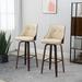 Wade Logan® Barvick Swivel 30.5" Bar Stool Wood/Upholstered/Leather in Brown | 41.75 H x 19 W x 19.7 D in | Wayfair