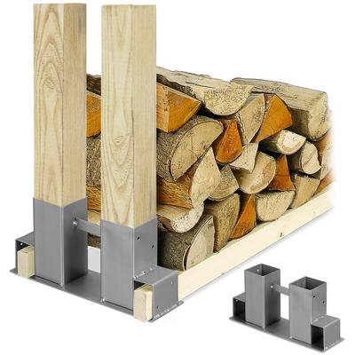 Holzstapelhilfe 2er Set, für Feuerholz, Kaminholzregal selber bauen, Brennholzstapelhalter, Metall,