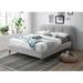 Fabric Upholstered Bed with Wooden Flared Legs in Grey