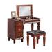 Fabric and Wood Vanity Set with Stool