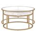 2 Piece Faux Marble and Glass Nesting Table Set in Gold