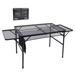 Table for Grill, Folding Camping Table, Card Table Adjustable Height & Width, Mesh Bag, Side-Pocket, Portable Outdoor & Indoor