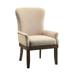 Linen Arm Chair with Nailhead Trim in Beige and Salvage Brown