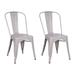 Set of 2 Metal Dining Side Chairs in Silver