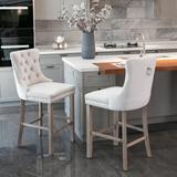 Oaks Aura Contemporary Velvet Upholstered Barstools Leisure Style Bar Chairs Wood Bar Stools, Set of 2