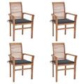 vidaXL Patio Dining Chairs Outdoor Folding Chair with Cushions Solid Wood Teak