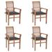 vidaXL Patio Dining Chairs Outdoor Folding Chair with Cushions Solid Wood Teak