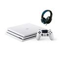 Sony PlayStation 4 Pro Glacier 1TB Gaming Consol White with BOLT AXTION Bundle Used