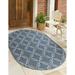 Rugs.com Outdoor Lattice Collection Rug â€“ 5 x 8 Oval Navy Blue Flatweave Rug Perfect For Living Rooms Large Dining Rooms Open Floorplans