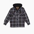 Dickies Men's Water Repellent Flannel Hooded Shirt Jacket - Ink Navy/chocolate Brown Plaid Size 4Xl (TJ211)