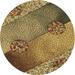 Ahgly Company Machine Washable Indoor Round Transitional GoldenRod Gold Area Rugs 6 Round