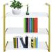 Miumaeov 3-Tier Floating Shelf with Metal Bracket Wall Mounted Wood Storage Rack(Gold)