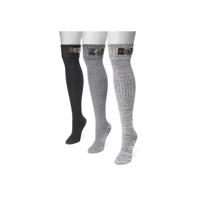 Plus Size Women's Cuff Over The Knee Slippers Socks by MUK LUKS in Black (Size ONE)