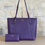 Kate Spade Bags | Kate Spade Cara Large Tote Rilke Plum Leather Handbag&Wallet Set Nwt | Color: Purple | Size: Os