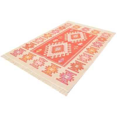 Wollteppich MORGENLAND "Kelim Teppich - Trendy »Ariz« Rechteckig", orange, B:120cm H:0,5mm L:180cm, Baumwolle, Teppiche, Flachgewebe Image