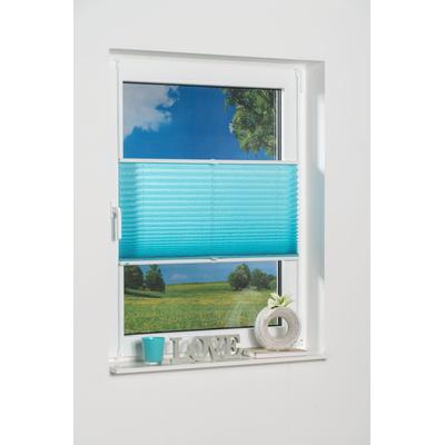Plissee K-HOME "Klemmfix Pisa" Gr. 24, blau (eisblau), B:85cm H:130cm, Obermaterial: 100% Polyester, Plissees, Crushed-Optik Image