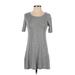 Olivia Rae Casual Dress - A-Line Scoop Neck Short sleeves: Gray Print Dresses - Women's Size Small